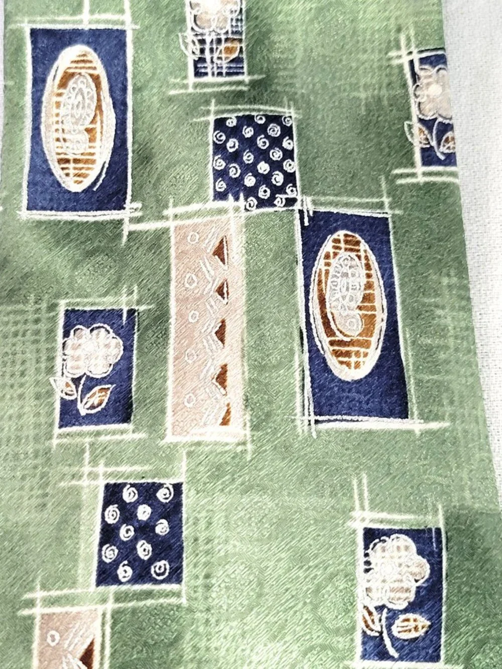 Stafford Executive Silk Geometric Abstract Tie Made in USA Italian Fabric